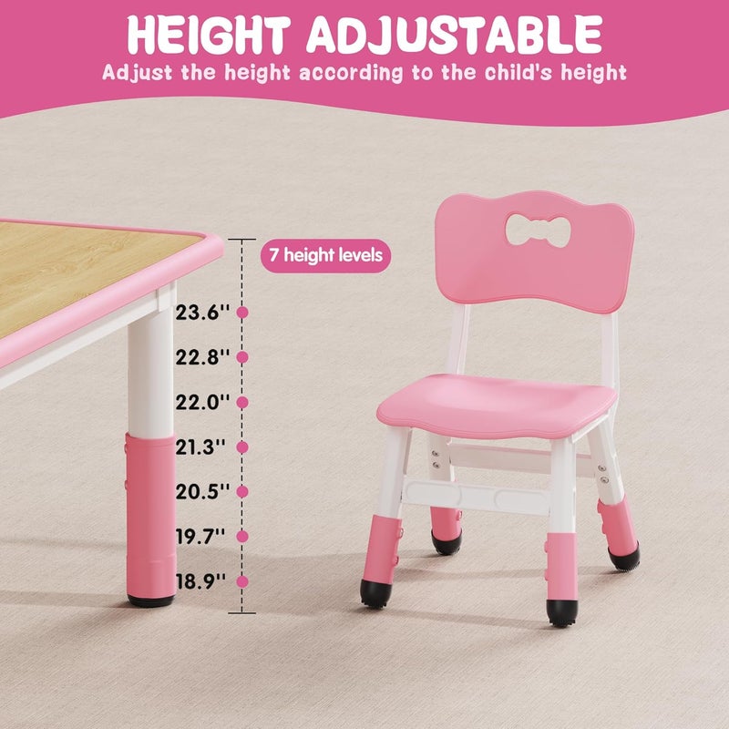Brelley Kids Table and 2 Chairs Set, Height Adjustable Toddler Desk 31.5" L x 23.6" W and Chair Set, Graffiti Desktop, Classroom/Daycare/Home, Children Multi-Activity Table for Ages 2-8 - Image 3